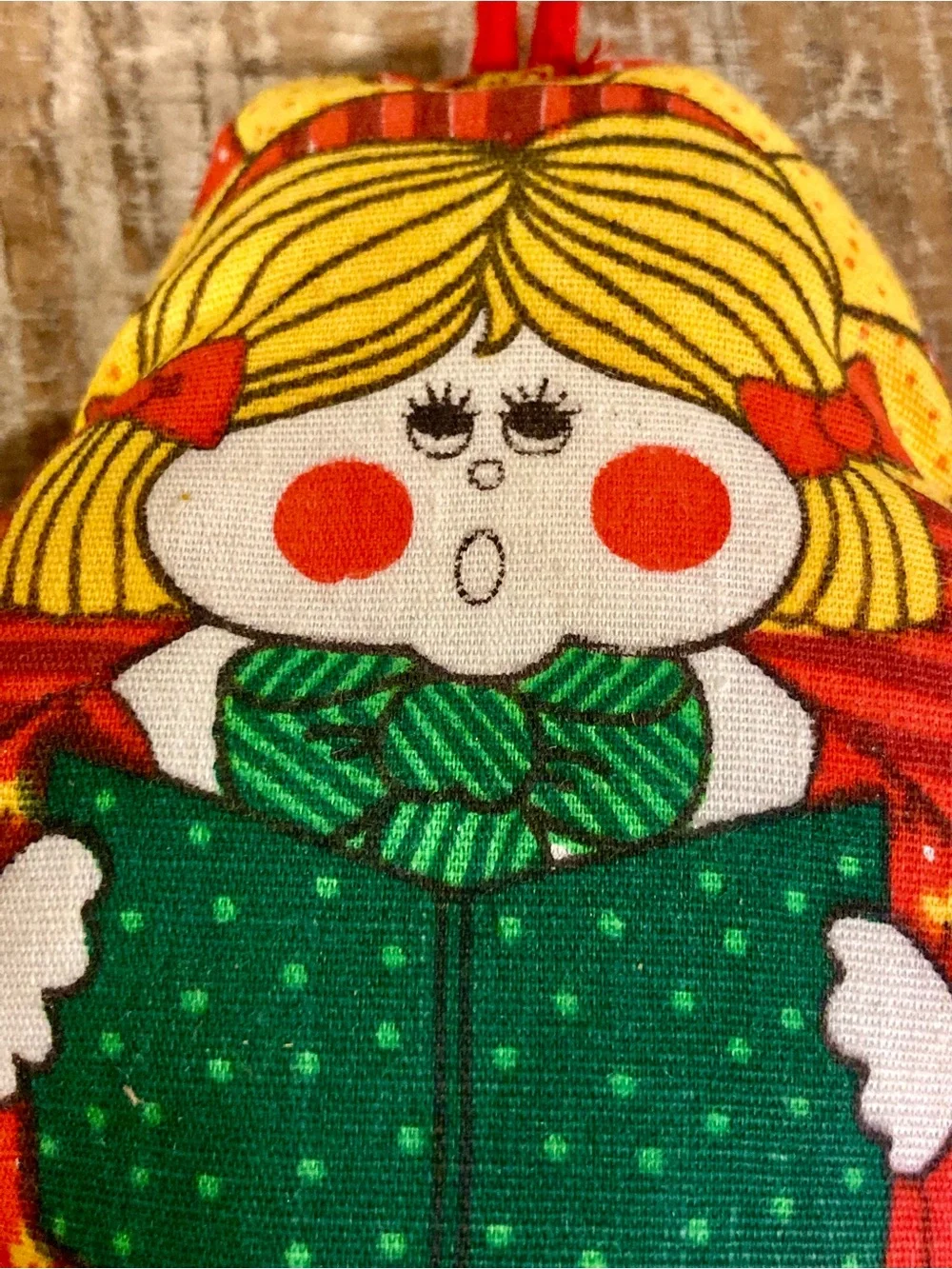 Vintage Handmade Patchwork Christmas Ornaments - Set of 4